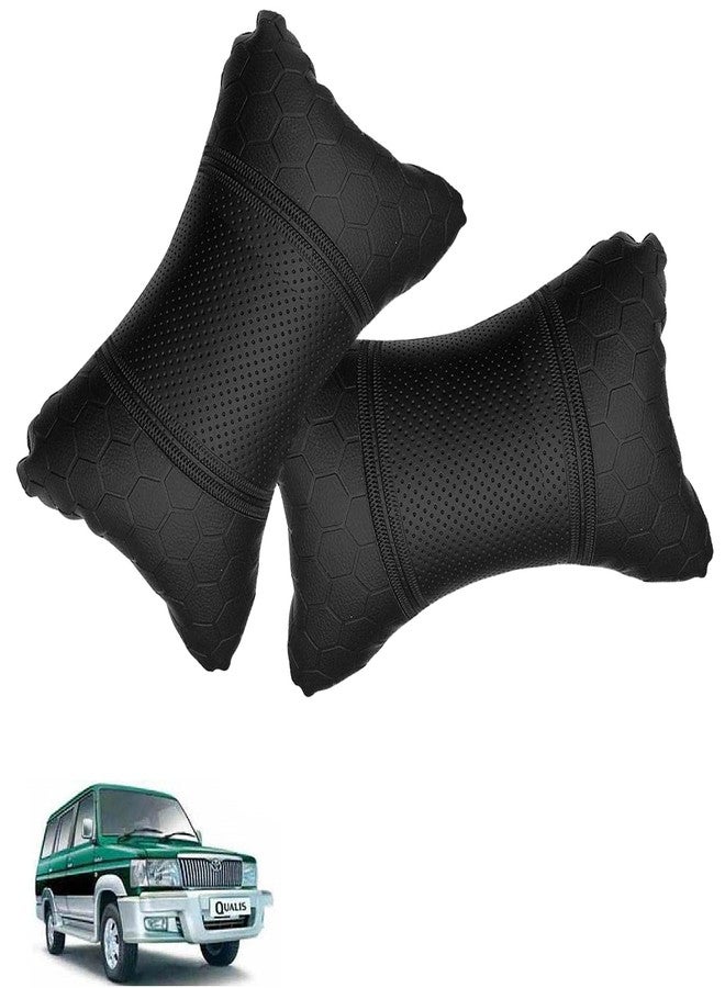 NikrokZ Black Car Seat Neck Rest Cushion Pillow in Football Print(Set of 2) for Qualis_PR917 - Image 1